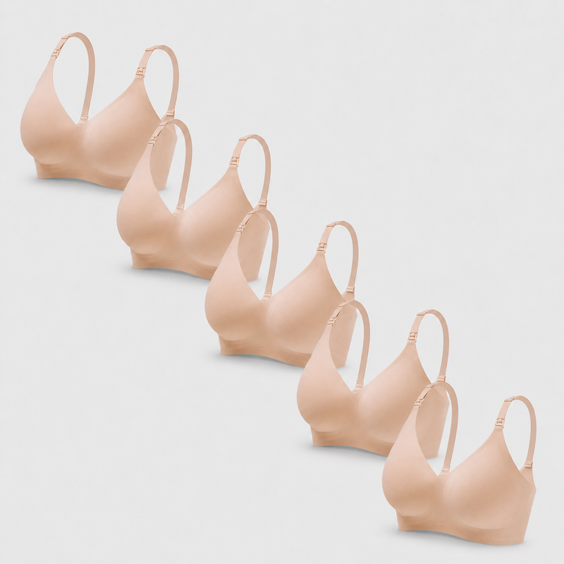 Set of 5 Soft Nursing Bras - All Nude