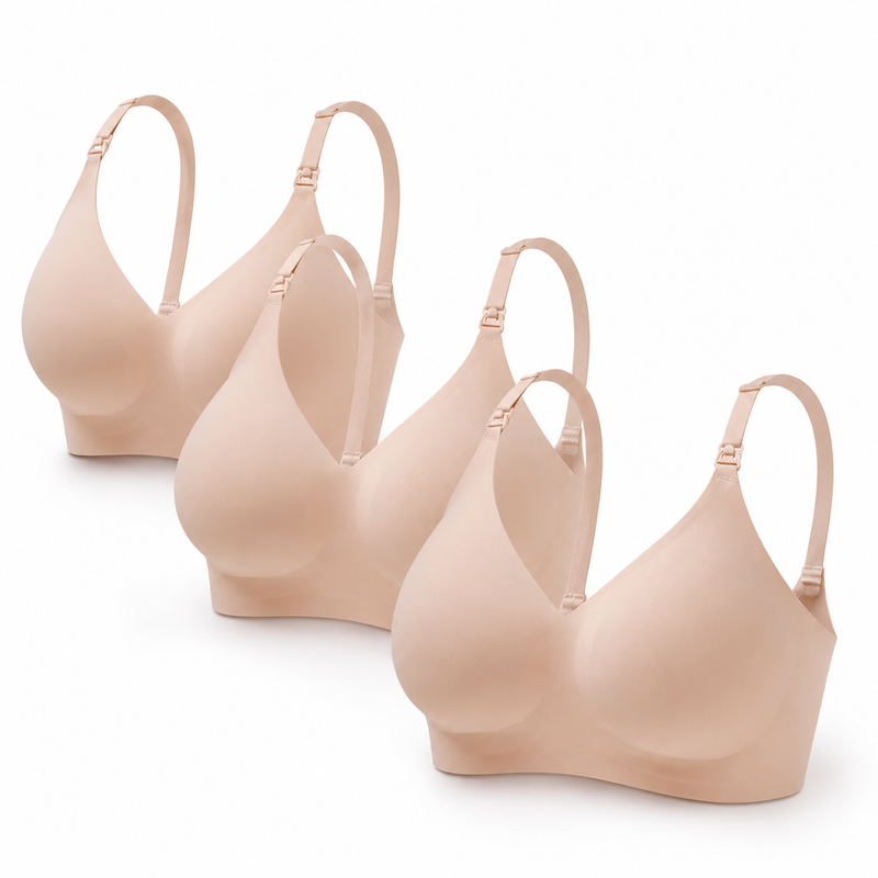 Set of 3 Soft Nursing Bras - All Nude