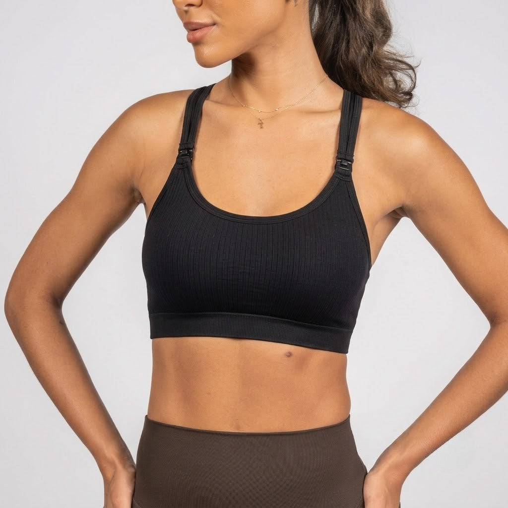 Seamless Nursing Sports Bra Maternity Wireless Ribbed - Set of 3
