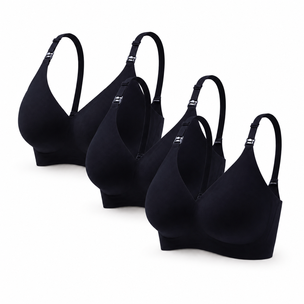 Soft nursing bra set laid flat — NAEVII