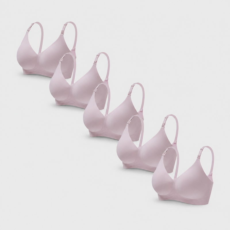 Set of 5 Soft Nursing Bras - All Pink