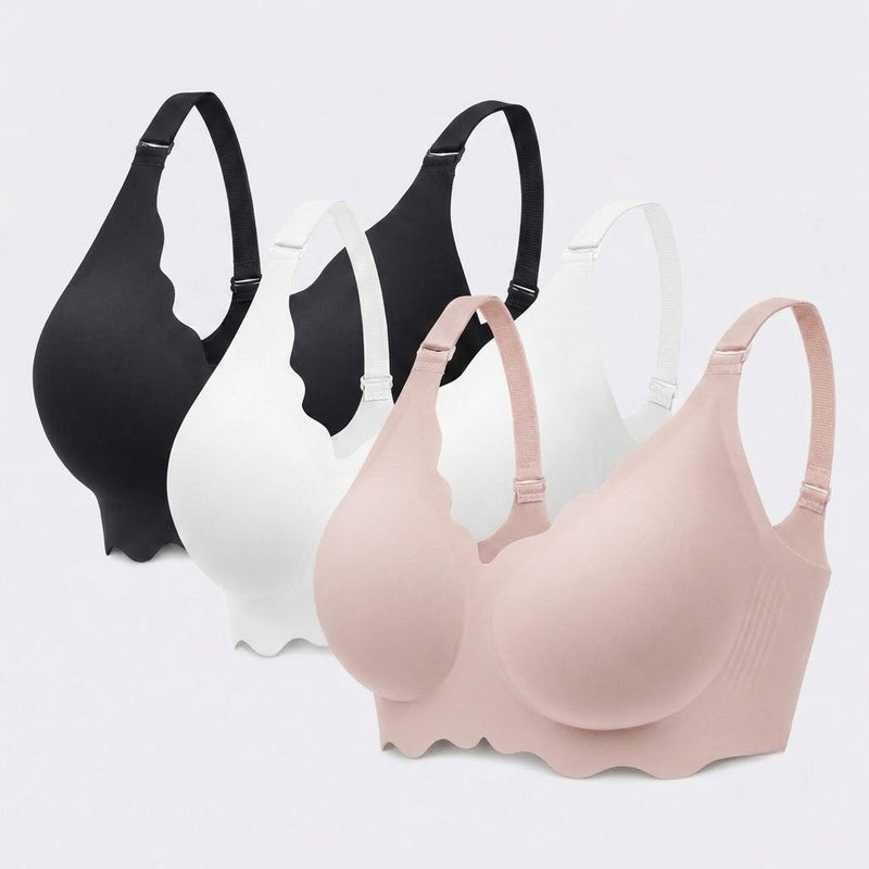 Set of 3 Seamless Nursing Bra - Black + White + Pink