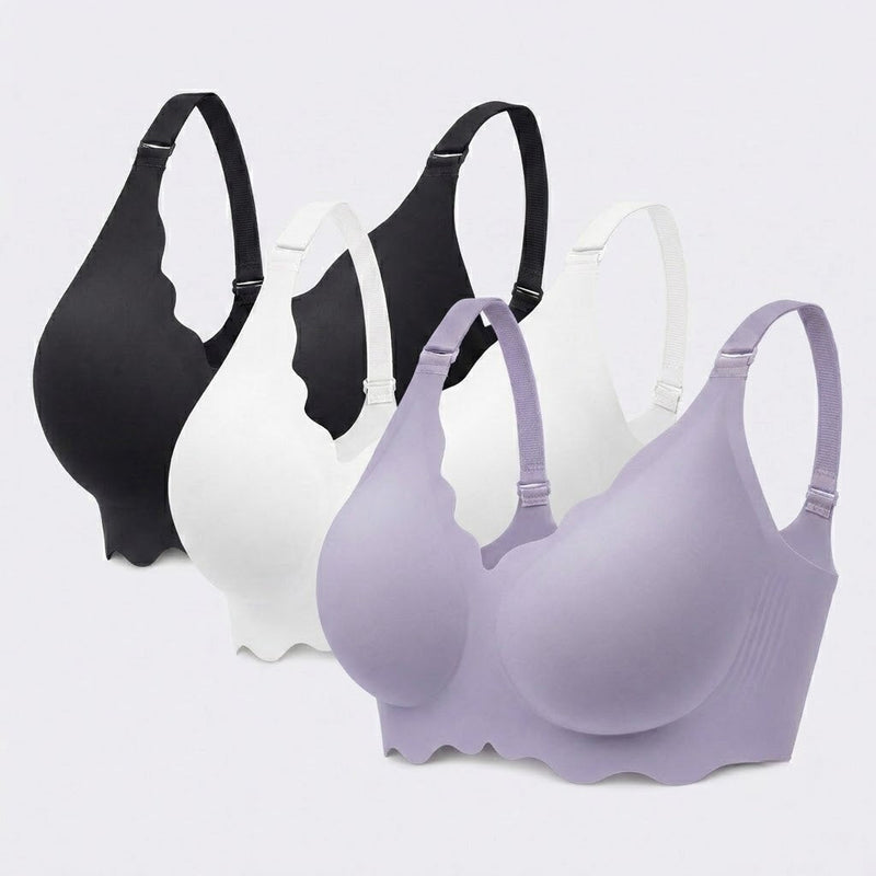 Set of 3 Seamless Nursing Bra - Black + White + Lavander
