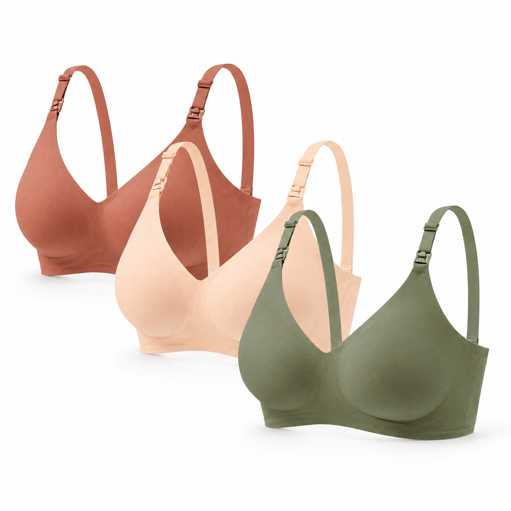 Soft nursing bra set worn view — NAEVII