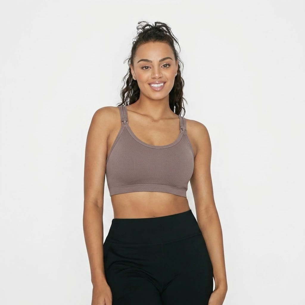 Seamless Nursing Sports Bra Maternity Wireless Ribbed - Set of 3