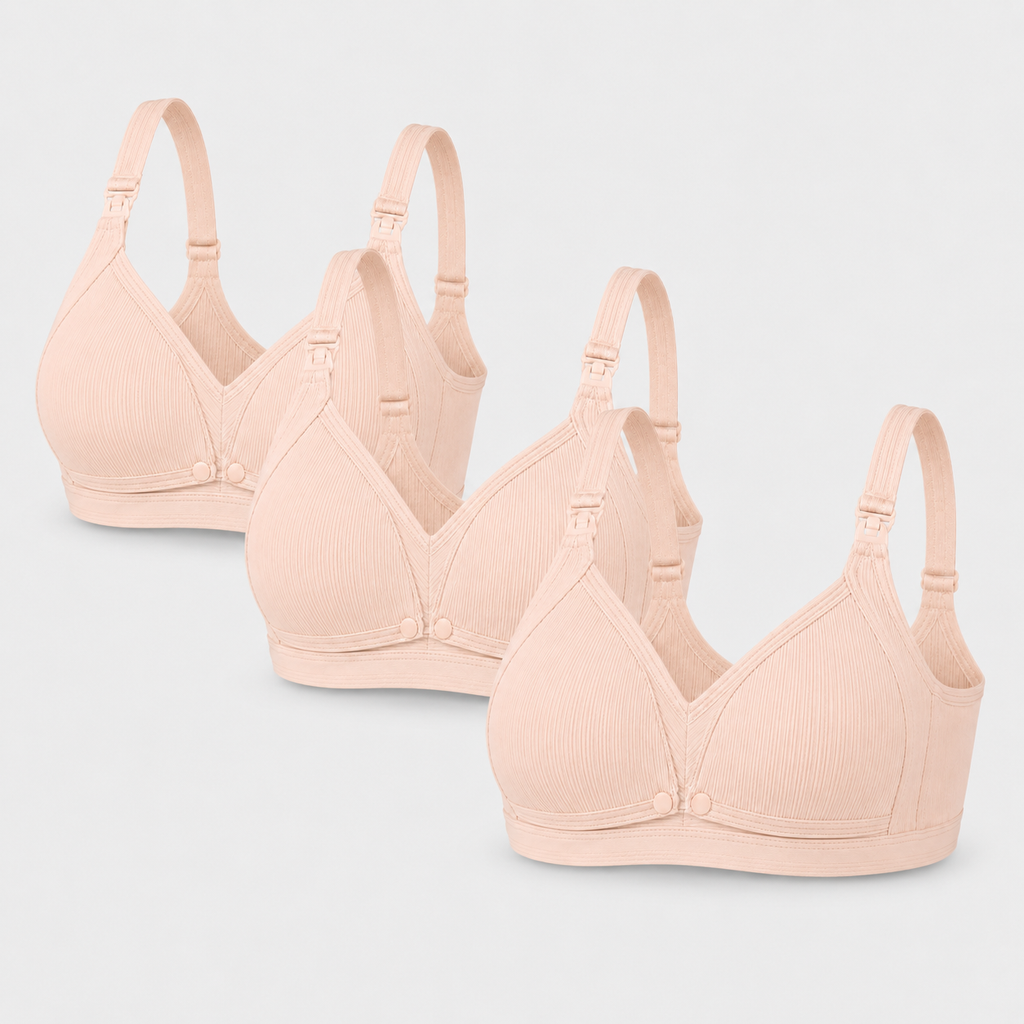Cotton Nursing Bra Maternity Wireless Support - Set of 3
