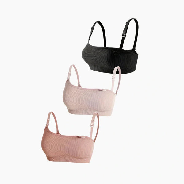 Set of 3 Ribbed Nursing Bras