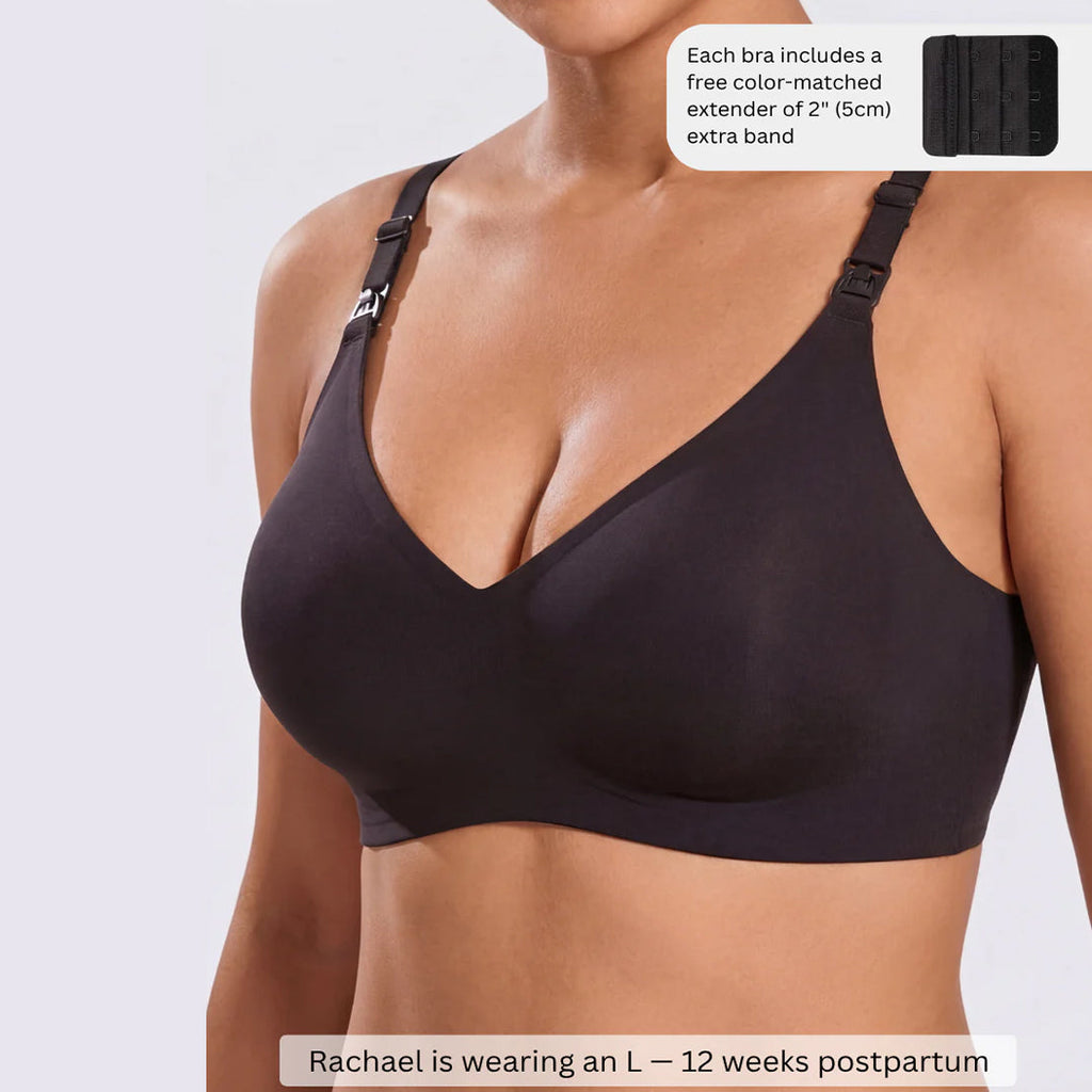 Soft nursing bra, worn view — NAEVII