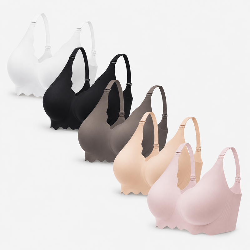 Set of 5 Seamless Nursing Bra - White + Black + Brown + Beige + Pink